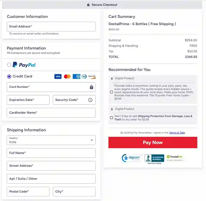 DentalPrime DentalPrime Order Page